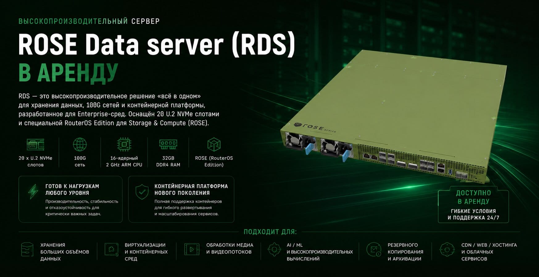 Аренда ROSE Data Server (RDS) для Streaming и Storage проектов